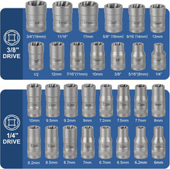 Upgrade Bolt Extractor Kit, 32 Piece Stripped Bolt Extractor Socket Set, Rounded