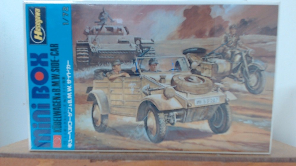Hasegawa Minibox 12 1/72 scale Kubelwagen & BMW w/ Sidecar
