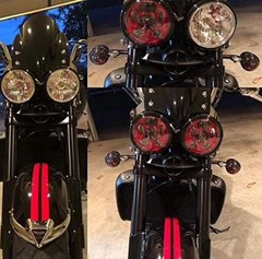 5.75″ LED Motorcycle Headlight Projector Lamp Iron 883 Sportster Dyna Red