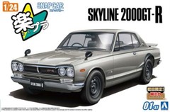 Aoshima Snap Car 01-SI 1/24 Model Kit Nissan KPGC10 Skyline HT 2000GT-R Silver