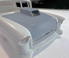 1/25th SCALE 3D PRINTED 55 CHEVY GASSER HOT ROD HOODS THREE DIFFERENT HOODS