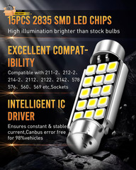 5 X 360 Lumens Super Bright 2835 15-EX Chipsets 569 578 211-2 212-2 LED B
