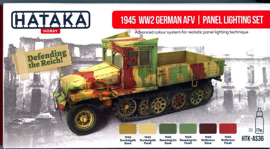 Hataka Hobby Paints 1945 WWII GERMAN AFV & PANEL LIGHTING Acrylic Paint Set