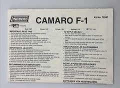 Vintage, Lindberg, Chevy, Camaro, F-1, Model Kit, 1996, Chevrolet, CH1103.