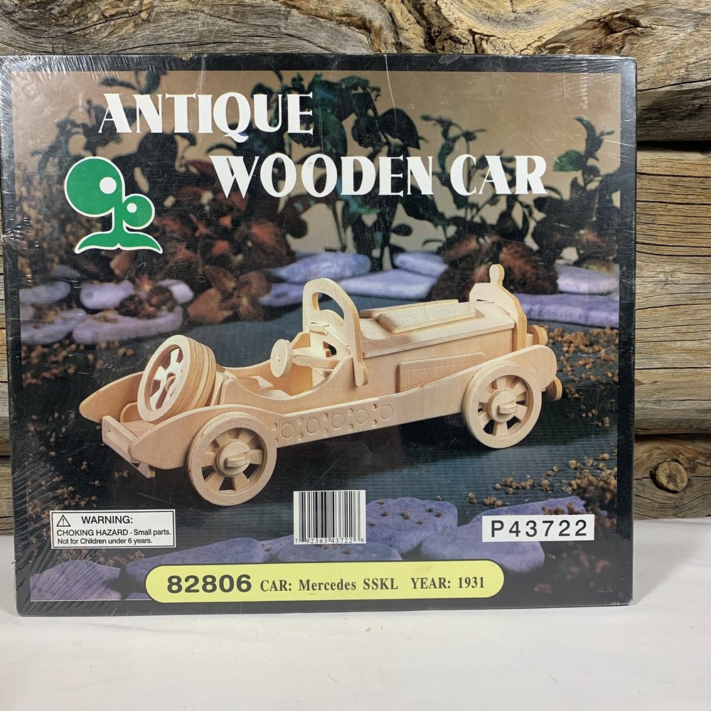 Antique Wooden Car Kit Pre-Cut 1931 Mercedes SSKL DIY Hobby Kit New In Package