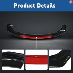 Silscvtt Universal Glossy Black Front Bumper Lip Spoiler Splitter 4 Pieces Kit