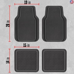 Motor Trend Houndstooth Design Rubber Car Floor Mats for Autos SUV Truck &