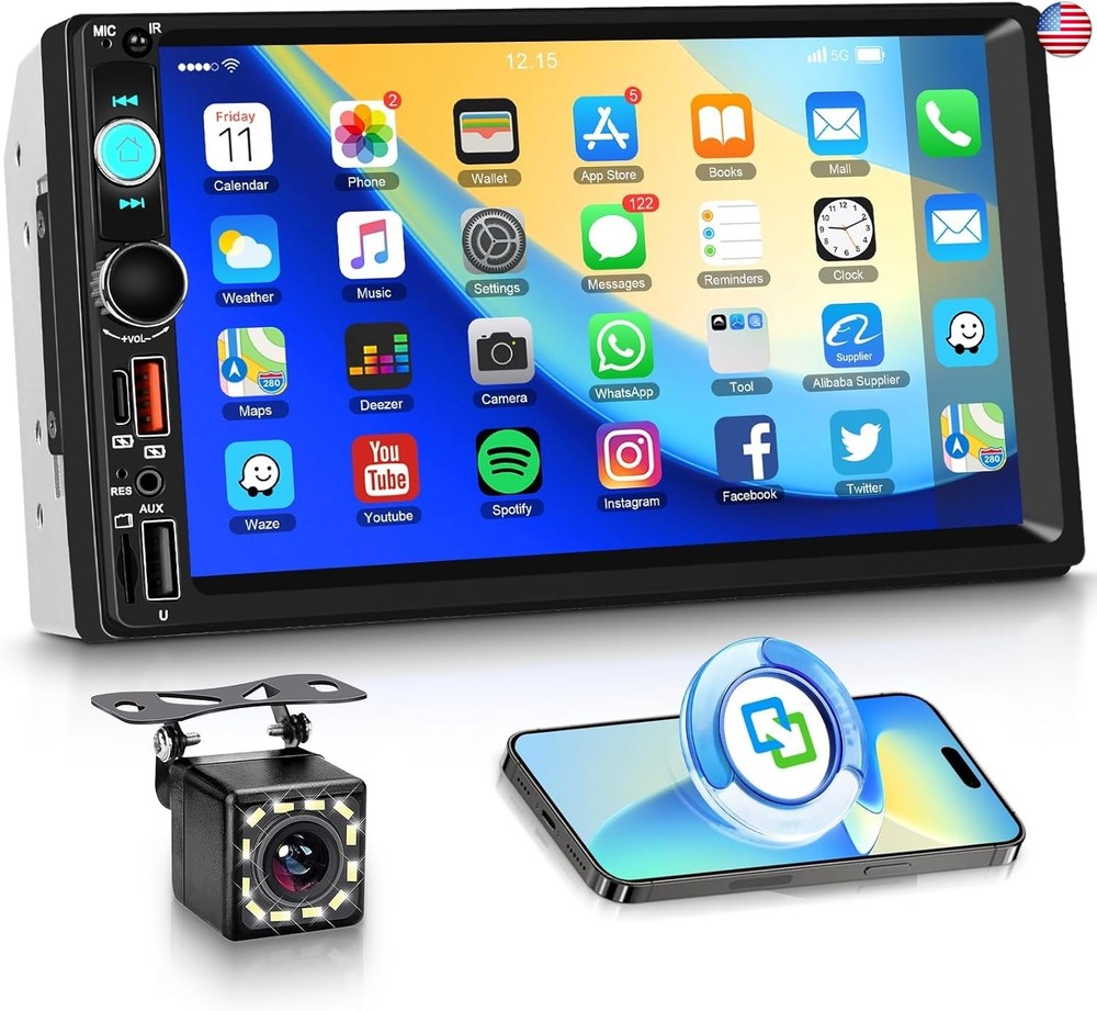 7 inch Double Din Car Radio Stereo, Touch Screen Radio for Car Stereo