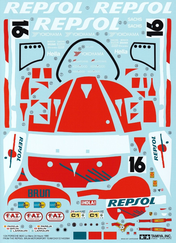 Tamiya Decals for 1/24 PORSCHE 962C REPSOL.By Cartograf.Item24313 from Japan