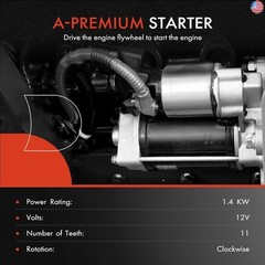 A-Premium Starter Motor Compatible with Chevy Silverado 1500 1999-2004, S10,