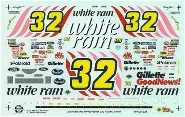 Slixx 1228 #32 White Rain 1997-Dale Jarrett Nascar decal