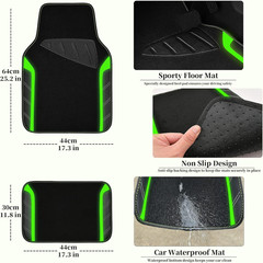 Leather Steering Wheel Cover and Waterproof Car Floor Mats,Microfiber Universal