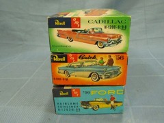 Vtg REVELL/AMT 3 1956 Model Car Ford Buick Cadillac BUILT/ JUNK YARD PARTS Lot V