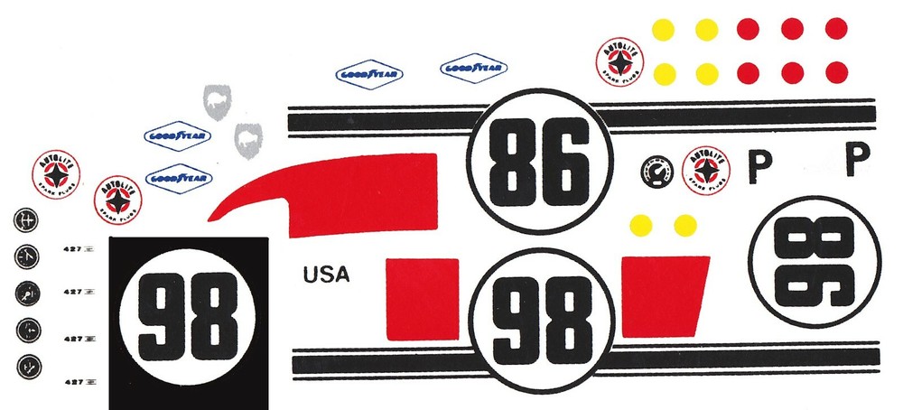 #98 Ford GT Mk II Winner at Daytona 1966 1/24th Scale Waterslide Decals