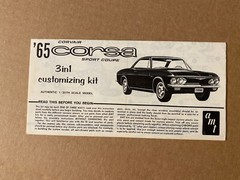 Vintage Annual AMT 1965 Chevrolet Corvair Corsa Ht Model Kit Instructions Sheet