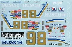 NASCAR DECAL #98 BUSCH BEER 1986 PONTIAC GRAND PRIX 2+2 DALE JARRETT 1/24