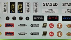 Decal Sheet Emblems 1967 GTO Pontiac 1/25 MPC Scripts Stripes Sponsor