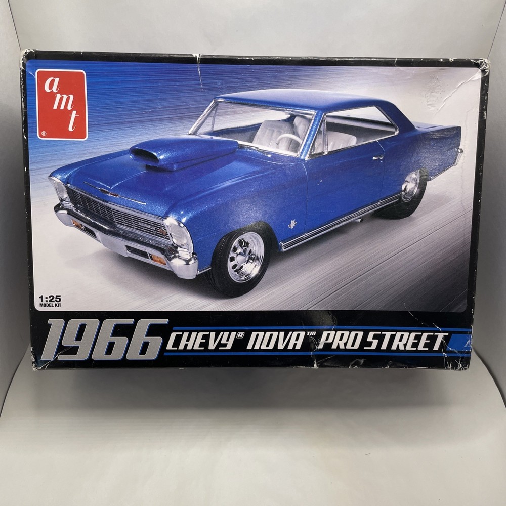 AMT 1966 Chevy Nova Pro Street 1/25 Scale Model Kit Open Box Complete Muscle Car