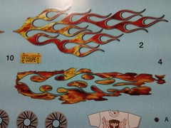 1937 37 Ford Coupe Street Rod 1/24 waterslide decal sheet flames pinstripes