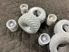 Resin Printed 1/25 1st Gen Monster Truck 48 Inch Terra Tires And Wheels Bigfoot