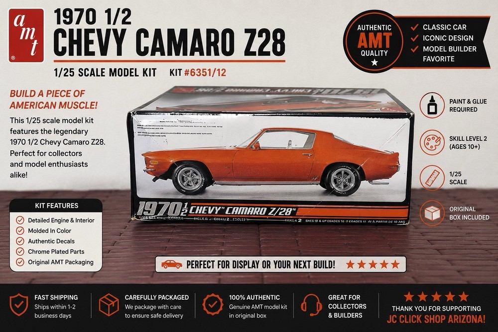 AMT 1970 1/2 Chevy Camaro Z28 Model Kit 1/25 Scale #635l/12