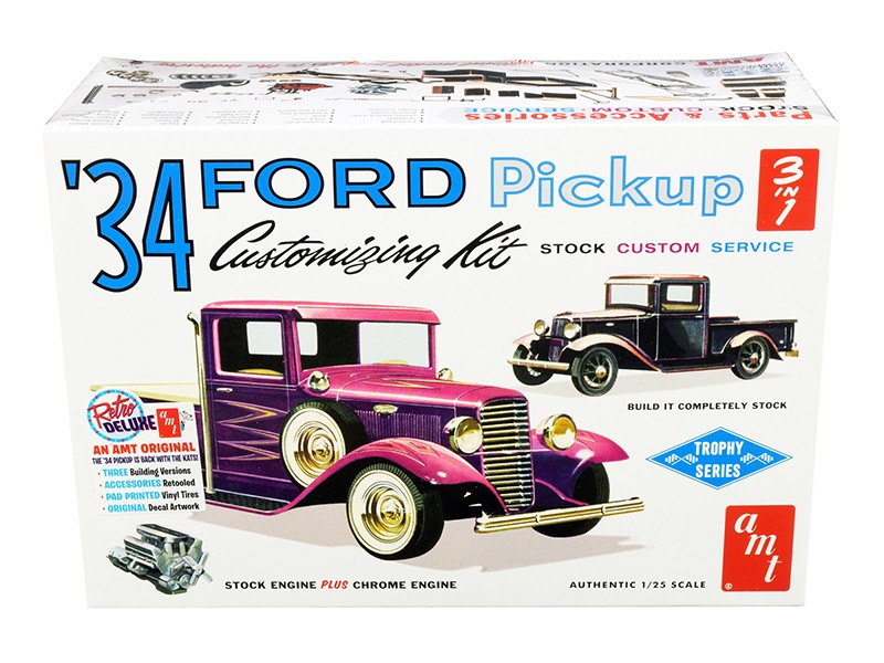 Skill 2 Model Kit 1934 Ford Pickup Truck 3 in 1 Kit “Trophy Series” 1/25 Scale