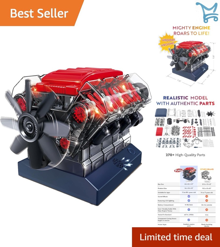 V8 Engine Model Kit Small Miniature Working STEM Kids Adults Fun Educational