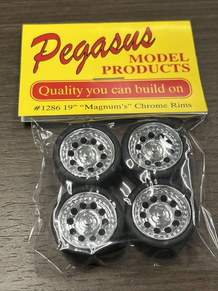 1/24 /25 Pegasus Chrome Rims W/Tires #1286 19” Magnums