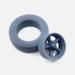 1/12 Resin 15 inch Torq Thrust D Wheels, Goodyear Polyglas Tires, and Brakes
