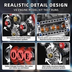 STEM Mini V8 Engine Kit with Battery & Motor []