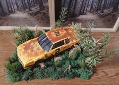 1980’S MONTE CARLO OLD RUSTY RETIRED STOCK CAR SITTIN IN FIELD DIORAMA SCENE !!