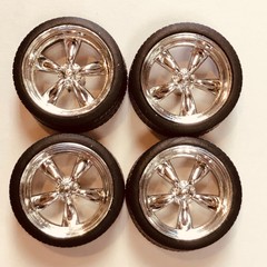 Pegasus 1/24 Rim & Tire Set 1274 “T’s” Chrome 19″ Wheels (4)
