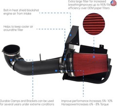 4″ Cold Air Intake System + Heat Shield Compatible with 1999-2006 GMC/Chevy V8