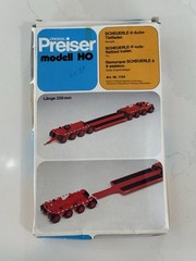Preiser HO Modell Kit #1154 Scheuerle 8-Axle Flatbed Trailer, Red, New In Box
