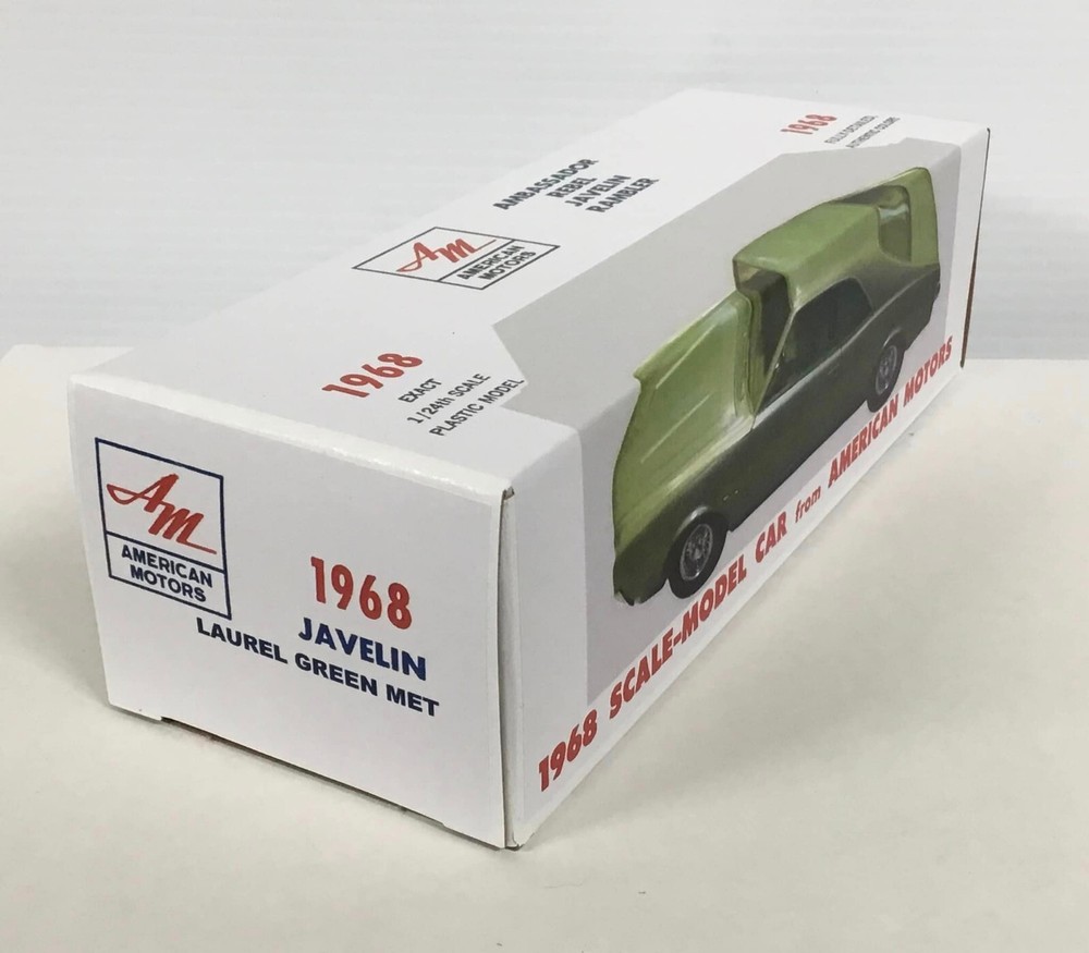New 1968 AMC Javelin Laurel Green Met Promo Model REPLICA BOX ONLY..NO CAR