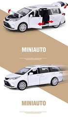 1:24 Sienna Granvia MPV Diecast Metal Alloy Toy Car Model with Sound & Light Sim