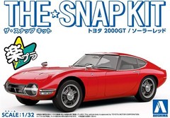 Aoshima Bunka Kyozai 1/32 The Snap Kit Series Toyota 2000GT Solar Red Color