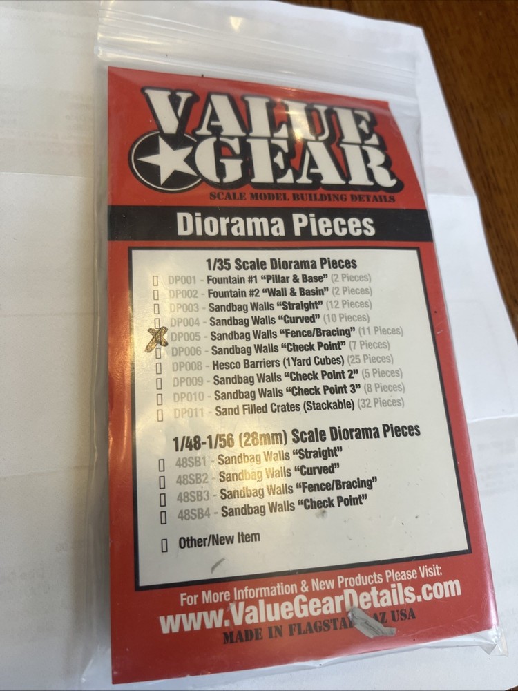 1/35 Value Gear #DP005 Sandbag Walls Bracing & Crates