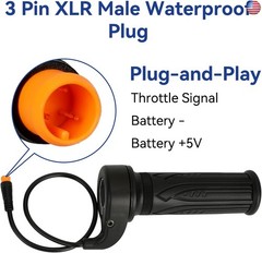 3 Pin Ebike Throttle Full Twist Male Compatible with Electric Bike Scooter