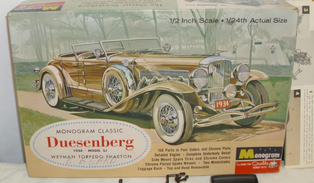 MONOGRAM 1934 DUESENBERG SJ WEYMAN PHAETON CAR MODEL KIT BOXED 1:24