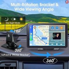 Portable Wireless Carplay Car Stereo, 7″ HD Touchscreen for Car with Apple