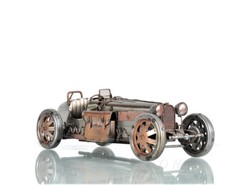 1926 Bugatti Type 35 Metal Racing Car Model 14″ Silver & Bronze Automotive Decor