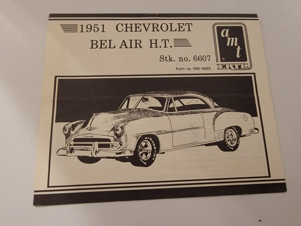 *Vintage / Rare* AMT Ertl 1951 Chevy Bel Air HT Instruction Manual