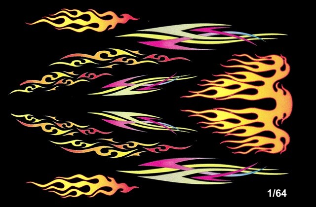 Modern Hot Rod Flames & Graphics 1/64th Scale Slot Car Waterslide Decals