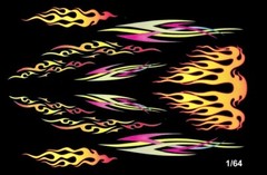 Modern Hot Rod Flames & Graphics 1/64th Scale Slot Car Waterslide Decals