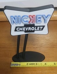 1950’s NICKEY CHEVROLET DEALERSHIP SIGN Diorama 6″ Tall. One Sided.