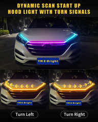 Car Led Lights Exterior RGB Hood Light Strip Waterproof Multicolor Dynamic Scan