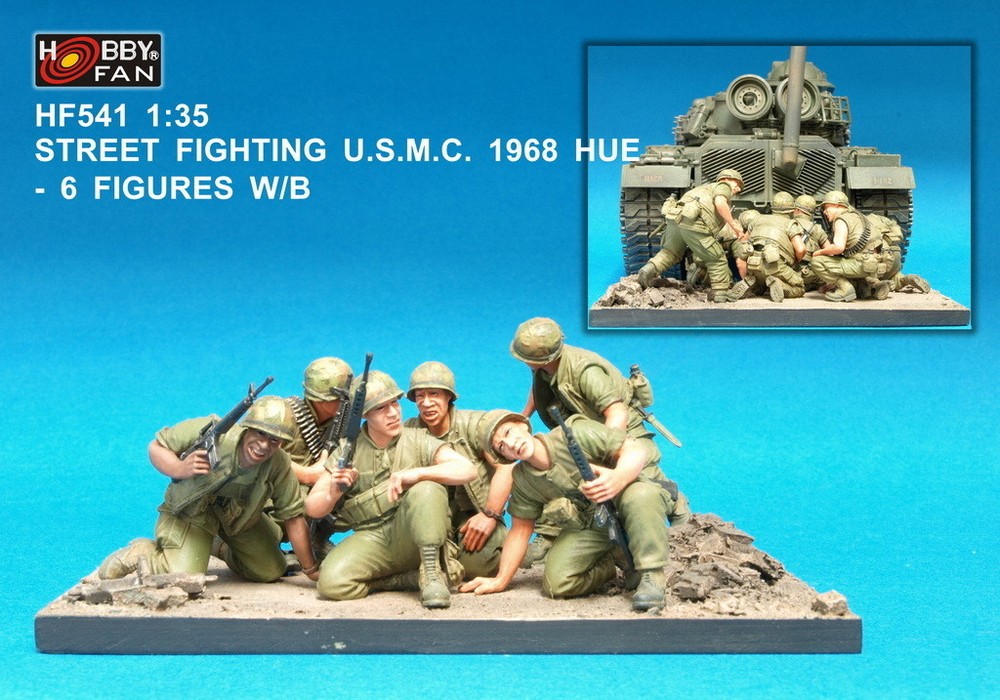 Hobby Fan 1/35 HF-541 USMC Street Fighting (1968 HUE Vietnam) – 6 Figures w/Base