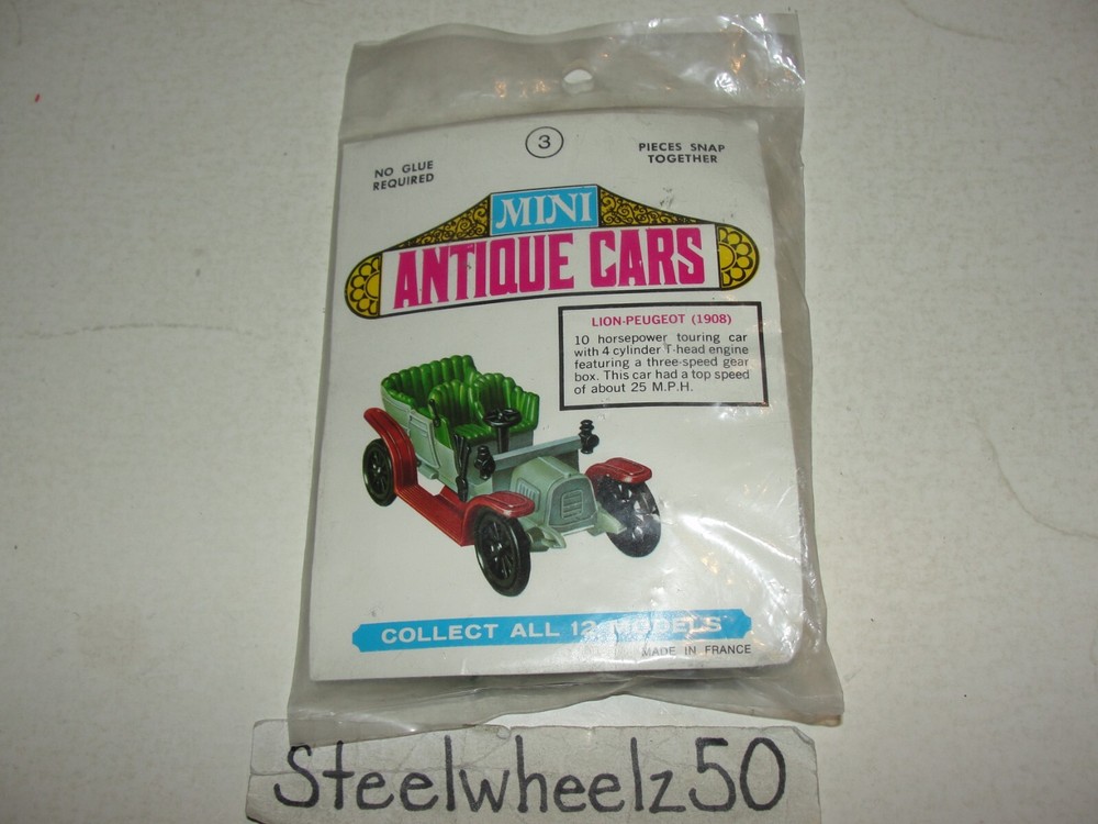 Mini Antique Cars 1908 Lion-Peugot Model Kit Strategic Merchandising NEW France