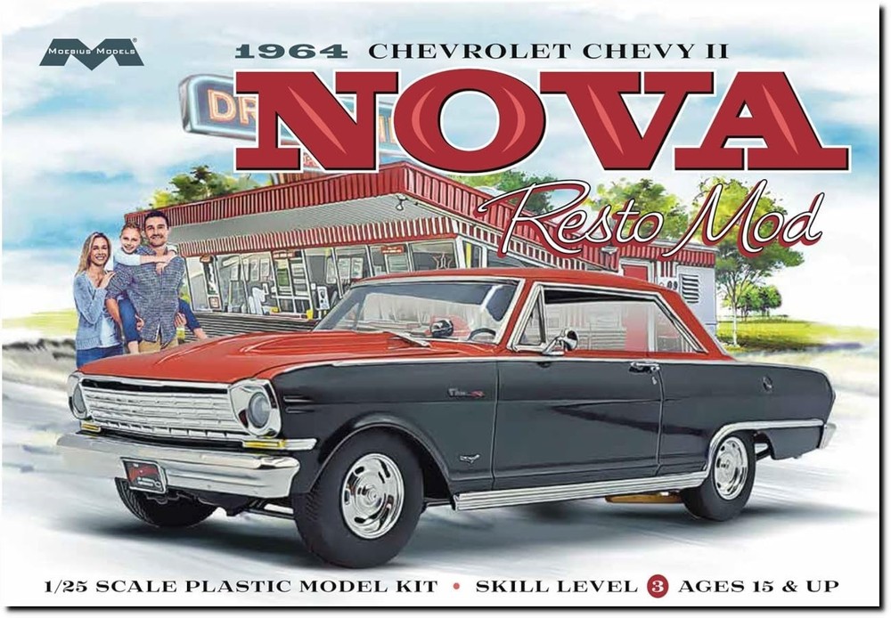 Moebius 2321 1964 Chevrolet Chevy II Nova Resto Mod plastic model kit 1/25